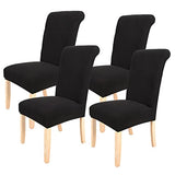 Chair Covers for Dining Room Black Set of 4,Soft Stretch Parsons Chair Covers Removable Washable for Kitchen(4 Pack,Black)