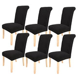 Chair Covers for Dining Room Black Set of 6,Soft Stretch Parsons Chair Covers Removable Washable for Kitchen(6 Pack,Black)