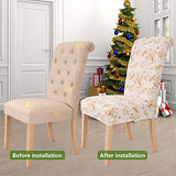 C conveyor Chair Covers for Dining Room Set of 6, Stretch Printed Chairs Slipcover, Washable Removable Dining Chair Protector Parsons Chair Cover for Christmas Decoration