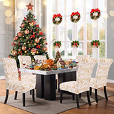 C conveyor Chair Covers for Dining Room Set of 6, Stretch Printed Chairs Slipcover, Washable Removable Dining Chair Protector Parsons Chair Cover for Christmas Decoration